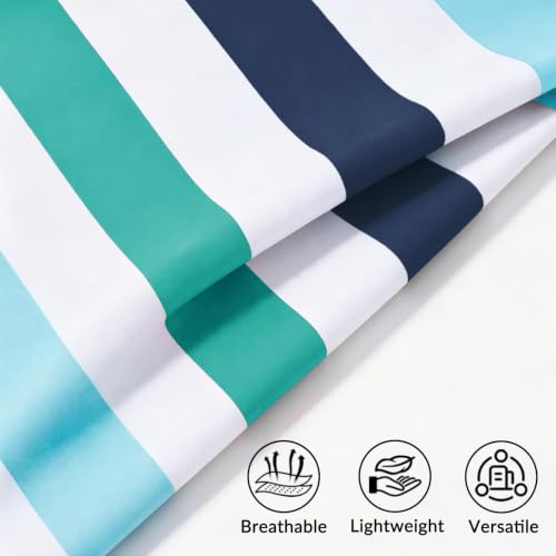 Exclusivo Mezcla Large Microfiber Quick Dry Beach Towel, Lightweight Sand-Free Cabana Stripe Pool Travel Camping Towel with Bag (Green, 30x60 Inches) | 30x60 Inches, Lightweight, Sandfree, Super Absorbent, Swimming Towel for Camping Travel with Bag, Green
