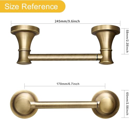 Bathroom Toilet Paper Holder Wall Mount Tissue Holder Antique Brass | Rustproof Toilet Tissue Roll Holder, Flexible Double Post Pivoting Handle, Bathroom Accessories SUS304 Stainless Steel - color: Antique Brass