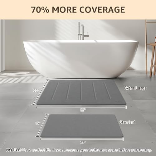 Yolife Stone Bath Mat Large, 32" x 20" Diatomaceous Earth Bath Mat for Bathroom, Super Absorbent Quick Drying Bathroom Stone Mat, Non-Slip Diatomite Shower Mat, Easy to Clean, Dark Grey - color: Dark Grey