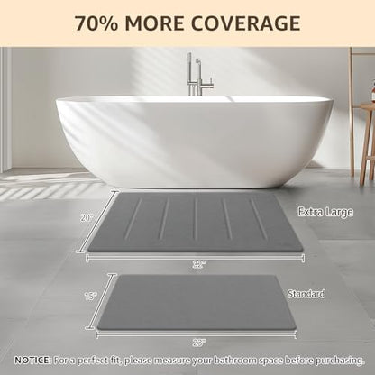 Yolife Stone Bath Mat Large, 32" x 20" Diatomaceous Earth Bath Mat for Bathroom, Super Absorbent Quick Drying Bathroom Stone Mat, Non-Slip Diatomite Shower Mat, Easy to Clean, Dark Grey - color: Dark Grey