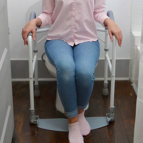 RMS Toilet Safety Frame & Rail - Foldable, Portable Bathroom Toilet Rail | Handrail Toilet Bars with Adjustable Height (White)