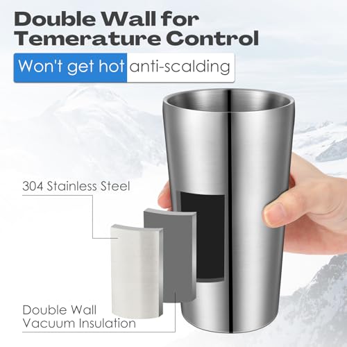 Mimorou 8 Pack Stainless Steel Insulated Cup 18.6 oz Metal Tumbler Double Wall Vacuum Water Glasses Camping Reusable Mugs BBQ Home Office Party Coffee(Silver) - color: Silver, size: 18.6 oz
