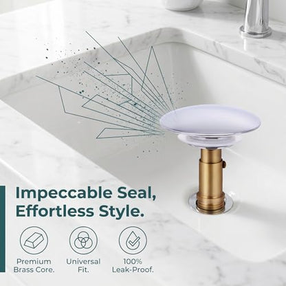 Cabilock Universal Bathtub Drain Stopper | 69mm Brass Pop Up Tub Stopper and Sink Plug Replacement | Bathroom Basin Water Catch Cover with Hair Strainer Filter, Easy to Install and Clean