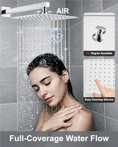 Aolemi Shower System with Rain Head and Handheld,10-Inch,Polish Chrome | High-Pressure Shower Faucet Set with Dual-Function Handheld,Rough-In Valve,1.8 GPM,Wall-Mount Trim Kit - color: Polish Chrome, size: 10 Inch