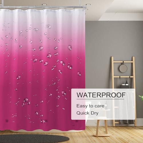 TIKABC Shower Curtain Liner, 4G PEVA Shower Liner, Plastic Waterproof Shower Curtains, with Grommet Holes and 3 Magnetic Weights(Gradient Red) - color: Gradient Red