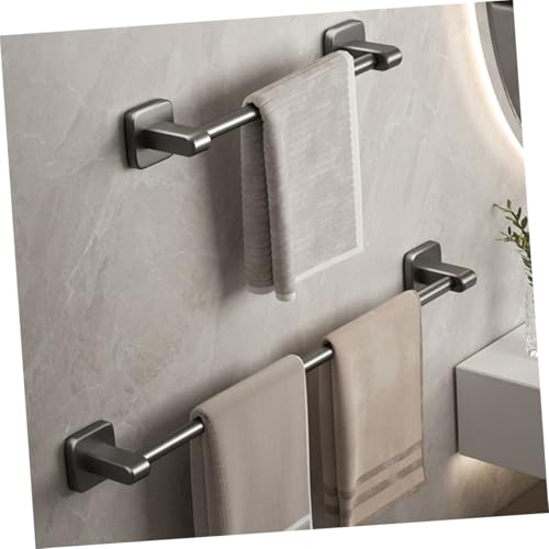 Ipetboom Self-Adhesive Bathroom Towel Bar Wall Mount Rack No Drilling Towel Hanging Rack Bathroom Storage Organizer Gray