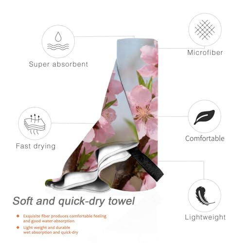 Peach Blossoms Full of Branches Quick Dry Bath Towels - Super Soft Bath Towels for Home, Spa, Gym, Travel - color: Peach Blossoms Full of Branches, size: 31.5"x63"