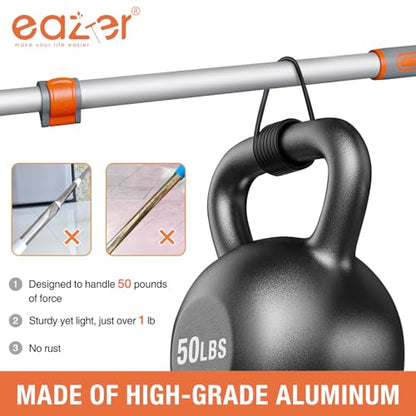 Eazer Floor Squeegee for Floor: Heavy Duty Scrubber with Extendable 60'' Aluminum Pole and Rubber Blade for Kitchen, Swimming Pool, Concrete Floors,Shower,Tiles,Garages,Windows,Glass,Pet Hair Removal