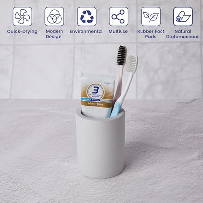 Drying Stone Toothbrush Holder, Diatomite Toothbrush Holders for Bathroom Counter, Quick Drying Electric Toothbrush and Toothpaste Holder Bathroom Organizer, Light Grey - color: Light Grey