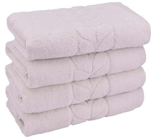 BAGNO MILANO Organic Turkish Cotton Bath Towels, Hand Towels - Premium Jacquard Collection, Certified Organic Cotton Towel Set (Cream, Hand Towel Set of 4) - color: Cream, size: Hand Towel Set of 4