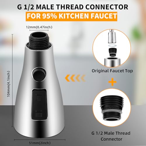 12 Pull Down Kitchen Faucet Head Adapter Kit, Includes 12 Thread Size Connectors, Faucet Hose Adapter Set, ABS Material, Faucet Nozzle Not Included - color: Adapter-Chrome