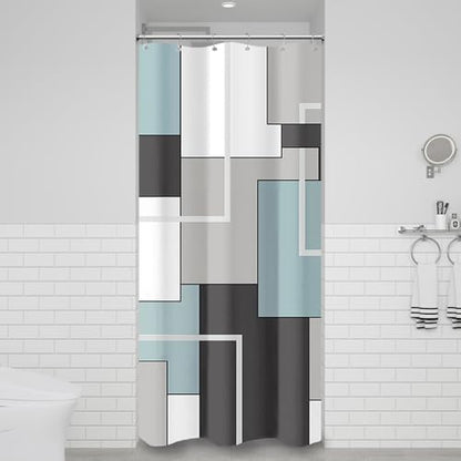 36x72 Half Modern Geometric Waterproof Fabric Shower Curtain, Fog Blue | Small Size, Premium Polyester, Weighted Hem, 6 Plastic Hook, Vibrant Color, Wrinkle-resistant, Quick-Dry, Machine Washable - color: Fog Blue, size: 36"W x 72"L (Pack of 1)