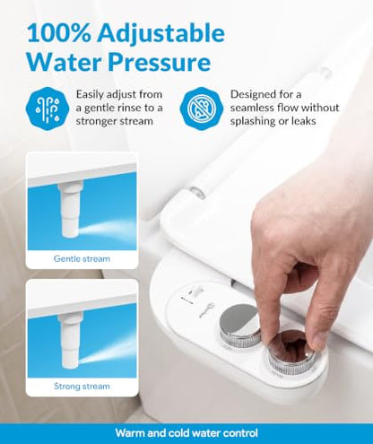 CLEAR REAR Bidet Attachment for Toilet Seat - Non-Electric with Self Cleaning Dual Nozzles, Leak Proof Connectors, Adjustable Water Spray, Rear & Feminine Wash - Hygienic Bathroom Upgrades (Warm/Cold) - color: E. White
