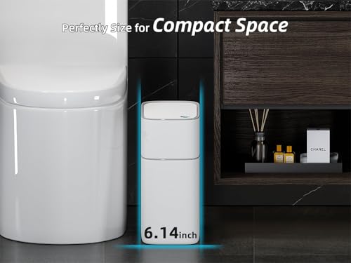 MOPALL Bathroom Trash Can with Lid Automatic Bagging Motion Sensor 3.5gal | Automatic Adsorption Bag, Touchless, Compact, Odor Seal Garbage Can for Bathroom, Bedroom, Living Room, Home, Office, Kitchen