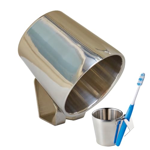 Soladey Toothbrush Gargling Cup, Excellent Drainage, 18-8 Stainless Steel