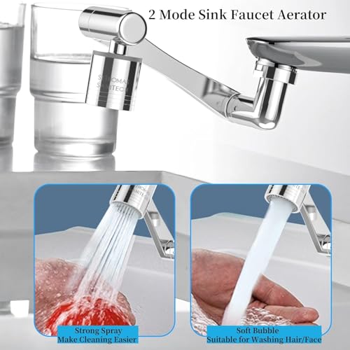 London Sunshine 1080° Swivel Faucet Extender, 360° Swivel Robotic Arm Faucet Aerator, 2 Sprayer Mode Kitchen Faucet Attachment Tap Head Replacement For Bathroom/Kitchen/Face/Hair - color: 1 Piece 1080°