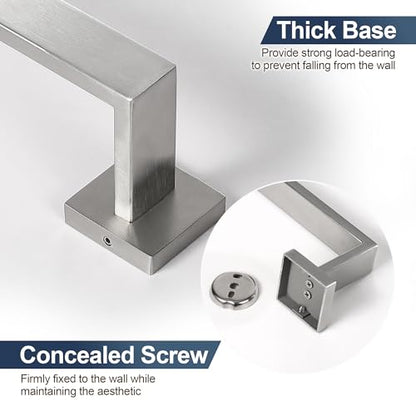 SEIDO 24 Inch Brushed Nickel Towel Bar, Heavy Duty & Rust-Proof 304 Stainless Steel Bath Towel Holder, Modern Square Wall Mounted Towel Rack for Bathroom, Kitchen, RV - color: Brushed Nickel, size: 24 Inch