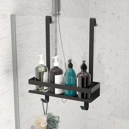 Black Shower Caddy Hanging Shower Caddy Stainless Steel Organizer Bathroom Shower Shelf Over Door No Drilling,Black,1 Tier - size: 1 tier