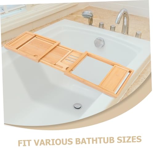 Ciieeo Elegant Bamboo Bathtub Rack Expandable Storage Tray Shower Tray Toiletries Holder Phone Stand Organize Your Bathroom Space