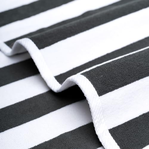 American Soft Linen Cabana Striped Beach Towels, 30x60 inch 4 Piece Oversize Pool Towels, Quick Drying Sand Free Swim Towels, Gray - color: Dark Grey