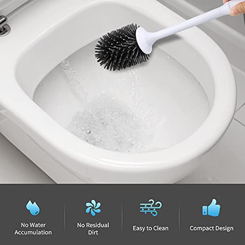 RV Toilet Bowl Brush and Holder, Silicone Toilet Bowl Brush Cleaning Toilet Scrubber Set with Non-Scratch Silicone Bristles Deep Cleaning. Wall Mount for Motorhome Travel, Travel Trailers, Camper