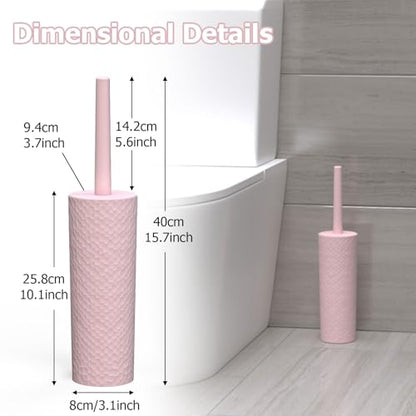 Topsky 2 Pack Compact Toilet Brush & Holder Set, Plastic Round Barrel Loo Brush with 2 Replacement Toilet Brush Head, Durable for Bathroom Toilet, Pink - color: Pink