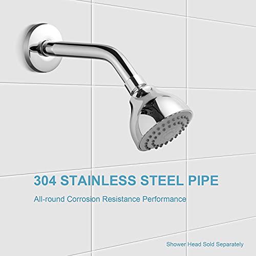 OFFO Shower Arm with Flange, 6 in Wall Mount Replacement Angle Shower Head Arm Wall-Mounted For Fixed Shower Head & Handheld Showerhead, Chrome - color: Chrome, style: 6 in