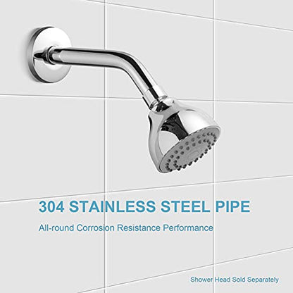 OFFO Shower Arm with Flange, 6 in Wall Mount Replacement Angle Shower Head Arm Wall-Mounted For Fixed Shower Head & Handheld Showerhead, Chrome - color: Chrome, style: 6 in