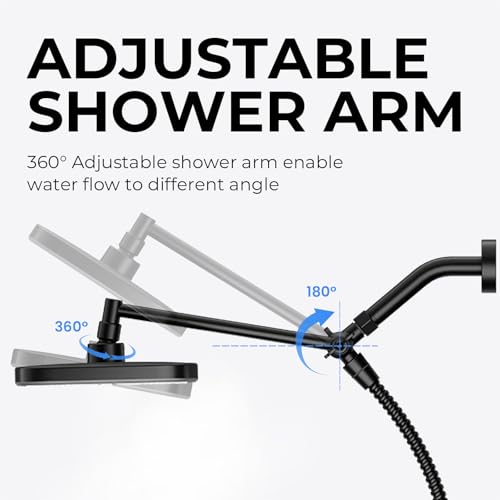 Black Rain Shower Head with Handheld Shower Head, 5 Spray Modes | High-Pressure Dual Shower Combo, Multi-Spray Handheld, 11-Inch Metal Extension Arm, Detachable Design for Easy, Flexible Use - color: Matte Black