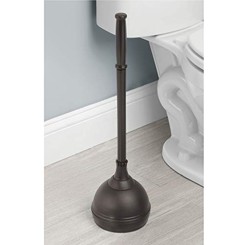 iDesign Kent Plastic Plunger with Cover Set, Bronze | 5.96" x 5.96" x 21.66", For Master, Guest, Kids', Office Bathroom, Cleaning and Storage - color: Toilet Plunger