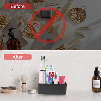 Toothbrush Holder for Bathrooms Toothpaste Holder Stand Bathroom Organizer for Toothbrush Makeup Brushes Holder (Black) - color: Black2