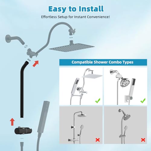 Hibbent Shower Slide Bar with Handheld Shower Head Holder, Stainless Steel Shower Arm Extension Sliding Bar, Height & Angle Adjustment Showerhead Holder, Matte Black - color: Matte Black