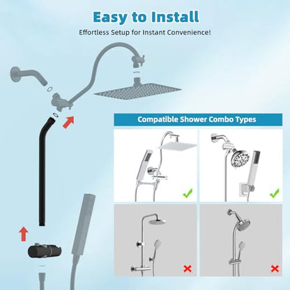 Hibbent Shower Slide Bar with Handheld Shower Head Holder, Stainless Steel Shower Arm Extension Sliding Bar, Height & Angle Adjustment Showerhead Holder, Matte Black - color: Matte Black