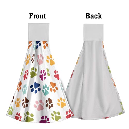 Dog Paw Kitchen Hand Towels Set of 2 Animal Foot Print Soft Absorbent Dish Wipe Cloth Hanging Tie Towels Washcloth for Bathroom Hotel Gym - color: Dog Paw