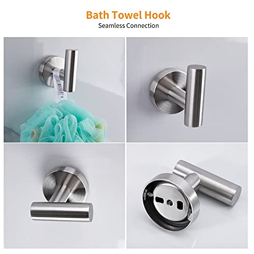 Cilee 10 Piece Brushed Nickel Bathroom Accessories Set 24inch Towel Bar Set | Brushed Nickel Towel Bar Ring + Toilet Paper Holder + Robe Towel Hook, Stainless Steel Bathroon Hardware Set - color: Brushed Nickel, size: 24inch