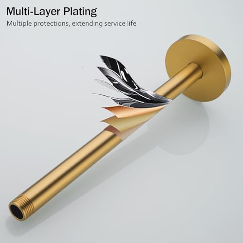 RANDOM Champagne Bronze Shower Arm with Flange 12 Inches Ceiling Mount Shower Head Extension Straight Arm Ceiling-Mounted For Fixed Shower Head.RD91038-12CB - color: 12″ Champagne Bronze(Round Flange)