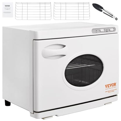 VEVOR 23L Large Capacity Hot Warmers with See Through Window, Two Stainless Steel Racks, Holds up 50-60 Towels, 2-in-1 Quick and All-Round Heating for Facials, SPA, Massage, Salon, White
