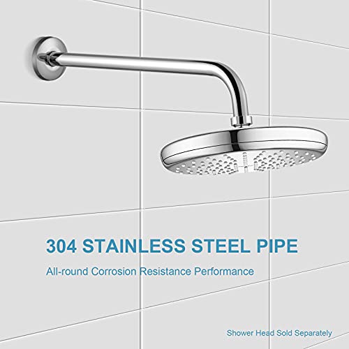 OFFO Shower Arm with Flange, 12 in Wall Mount Replacement Angle Shower Head Arm Wall-Mounted For Fixed Shower Head & Handheld Showerhead, Chrome - color: Chrome, style: 12 in