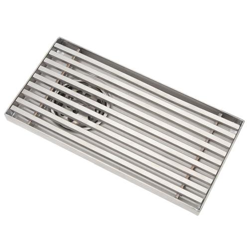 304 Stainless Steel Linear Shower Drain 8 Inch Long 20x10 cm Rectangular Floor Grate for 50 mm Pipe Middle Outlet (Side Drain) - size: Side Drain