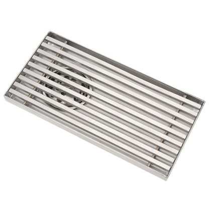304 Stainless Steel Linear Shower Drain 8 Inch Long 20x10 cm Rectangular Floor Grate for 50 mm Pipe Middle Outlet (Side Drain) - size: Side Drain