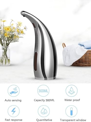 Soap Dispenser,Adjustable 4-Level Touchless Bath Kitchen Countertop Automatic Soap Dispenser with Infrared Motion Sensor,IPX6 Waterproof.Perfect for Bathroom and Kitchen. - color: Silver-adjustable Dispenser
