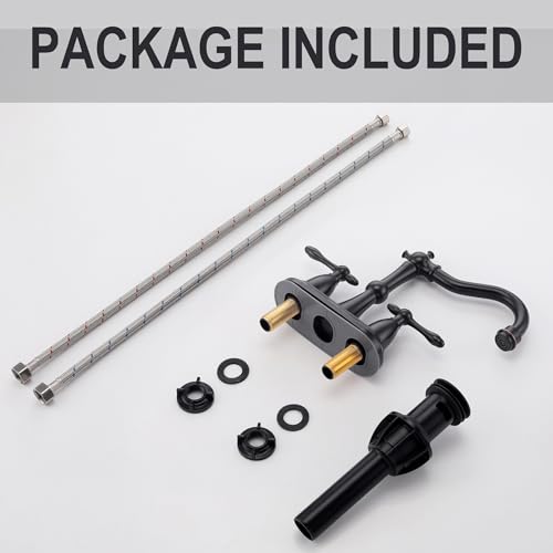 Oil Rubbed Bronze Antique Bathroom Faucet 2 Hole, Stainless Steel Centerset 4 inch Bathroom Faucet 2 Handle with Drain and Supply Hose, Brushed Bronze Faucet for Bathroom Sink - color: Oil Rubbed Bronze