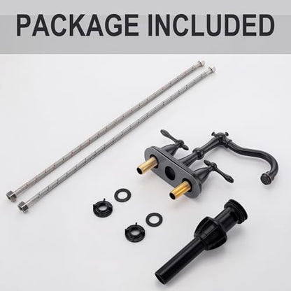 Oil Rubbed Bronze Antique Bathroom Faucet 2 Hole, Stainless Steel Centerset 4 inch Bathroom Faucet 2 Handle with Drain and Supply Hose, Brushed Bronze Faucet for Bathroom Sink - color: Oil Rubbed Bronze