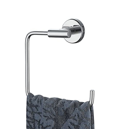 JQK Chrome Towel Ring, Stainless Steel Square Ring Towel Holder for Bathroom, 6 Inch Matte Black Wall Mount, TR140-CH - color: Chrome