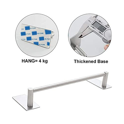 NearMoon Self Adhesive Bathroom Towel Bar- Stainless Steel Bath Wall Shelf Rack Hanging Towel Stick On Sticky Hanger Contemporary Style, NO Drilling (1 Pack, Brushed Nickel, 9-Inch Towel Rack) - color: Brushed Nickel, size: 9-Inch