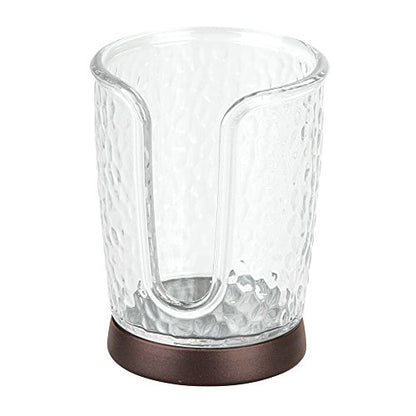 iDesign Rain Disposable Paper and Plastic Cup Dispenser Holder for Master, Guest, Kids' Bathroom Vanity and Countertops, 3.10" x 3.10" x 4", Clear and Bronze - color: Clear/Bronze