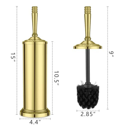 Gold Toilet Brush and Holder Set，Toilet Bowl Brush and Holder | Heavy Duty Toilet Brush for Bathroom, Stainless Steel Toilet Cleaner Brush,Deep Cleaning,Space Saving,Covered Brush - color: Gold01