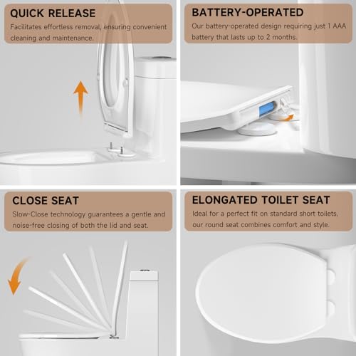 Elongated Toilet seat with Buit-in Night Light,Oval Toilet Seat with Soft Slow Close,Oblong Toilet Seat Plastic Replacement