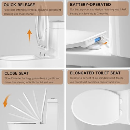 Elongated Toilet seat with Buit-in Night Light,Oval Toilet Seat with Soft Slow Close,Oblong Toilet Seat Plastic Replacement