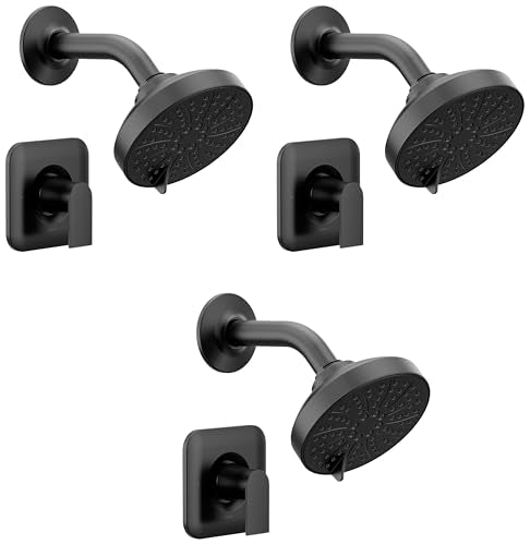 Moen Genta LX Matte Black Pressure Balancing Eco-Performance Modern Shower Trim with Showerhead and Lever Handle, Posi-Temp Valve Required, T2472EPBL (Pack of 3) - color: Matte Black, size: (Pack of 3)